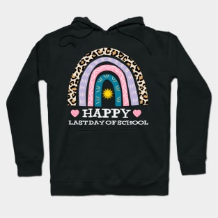 Leopard Print Boho Rainbow Happy Last Day Of School Gift Hoodie